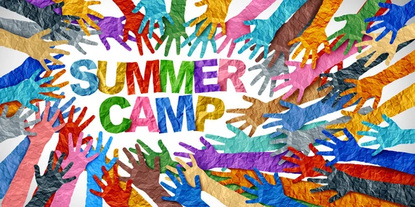 Summer Camp Community Education Som Grupp Olika Händer Som Tillsammans — Stockfoto