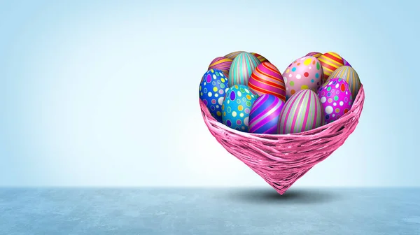 Easter Egg Amor Cesta Como Uma Estação Primavera Diversão Tradição — Fotografia de Stock