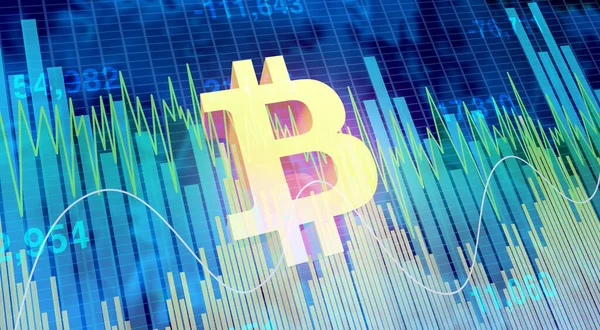 Bitcoin Markt Und Kryptohandel Oder Kryptowährung Digitale Internetwährung Und Ökonomisches — Stockfoto