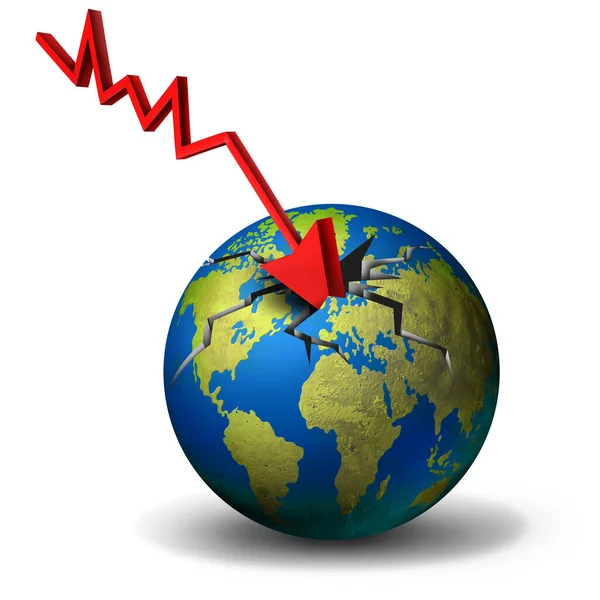 Globális Üzleti Hanyatlás Gazdasági Visszaesés Vagy Világgazdasági Válság Egy Lefelé — Stock Fotó