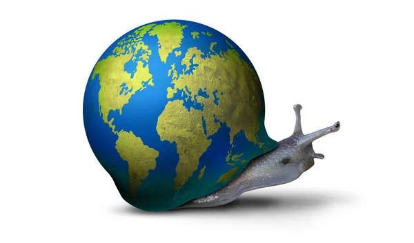 Global Economic Slowdown World Business Stagnation Slow International Economy Symbol — Stock Photo, Image