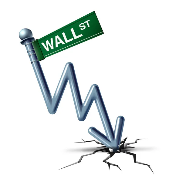 华尔街危机与经济崩溃或金融灾难与商业信贷问题的符号 作为股票市场衰退的一个概念 带有3D说明要素 — 图库照片