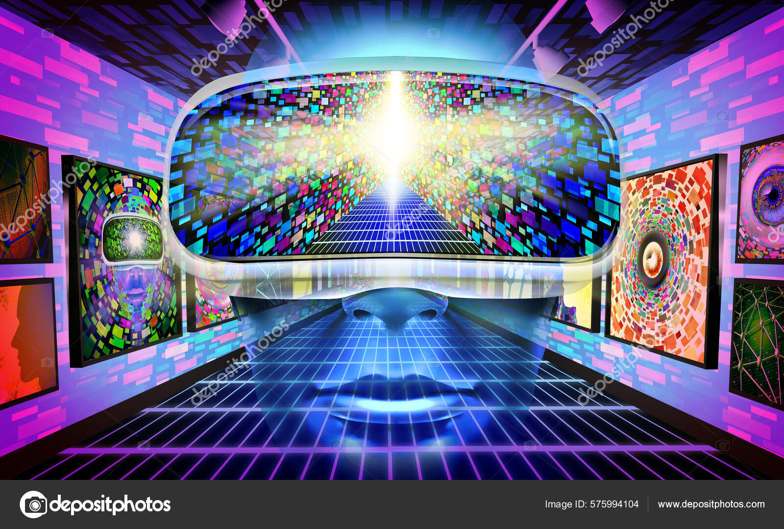 Metaverse Virtual Reality Museum Internet Futuristic Streaming Media Symbol  Technology — Stock Photo © lightsource #575994104