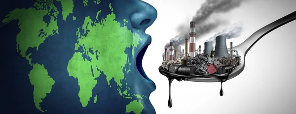 Global Pollution Concept Fossil Fuel Industrial Toxic Waste Planet Earth — Stock Photo, Image