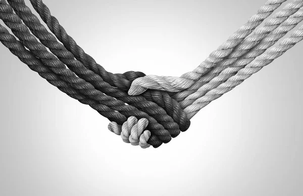 Group Trust Concept Connected Symbol Different Ropes Tied Linked Together — Stock Photo, Image