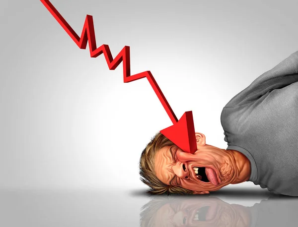 Recessziós Fájdalom Fájdalmas Gazdasági Piacok Mint Lefelé Mutató Nyíl Pénzügyileg — Stock Fotó