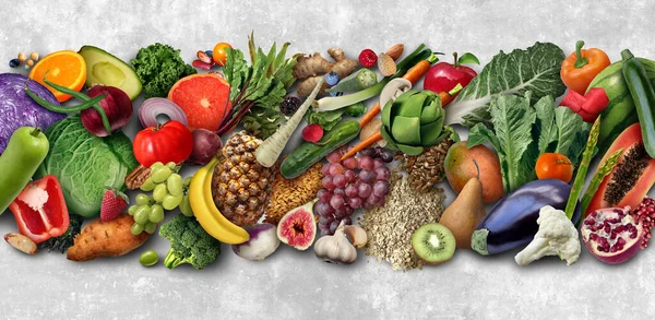 Friska Ren Mat Superfood Vegetabiliska Och Frukt Bakgrund Med Råa — Stockfoto