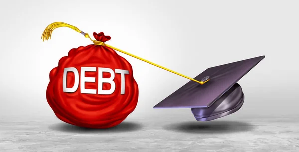 Dívida Universitária Conceito Financeiro Estudantil Como Uma Placa Argamassa Graduação — Fotografia de Stock