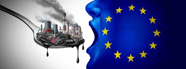 Umweltverschmutzung Der Europäischen Union Und Verschmutztes Konzept Mit Fossilen Brennstoffen — Stockfoto