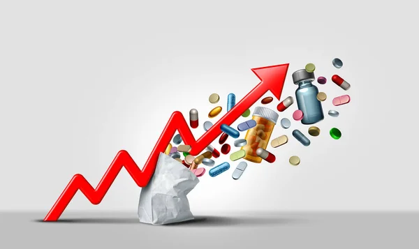 Rising Medicine Cost Medication Prices Surging Costs Pharmacy Pharmacies Inflation — стоковое фото