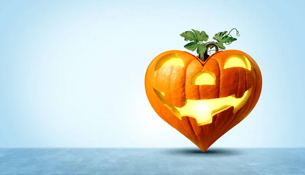 Halloween Heart Pumpkin Jack Lantern Autumn Symbol Representing Love Fall — Stock Photo, Image