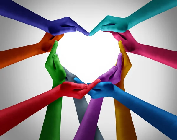 Diversity Inclusion Heart Shape Made Diverse Multicultural Hands Group Different — 图库照片