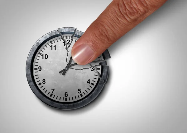 Stopping Time Business Metaphor Controling Appointments Deadlines Giant Finger Breaking — Stock Photo, Image