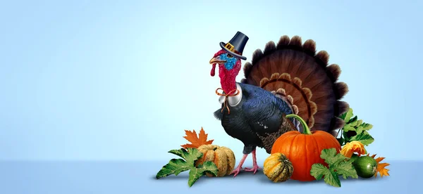 Thanksgiving Kalkon Bakgrund Och Höst Banner Som Nedgång Säsongsbetonad Gobbler — Stockfoto