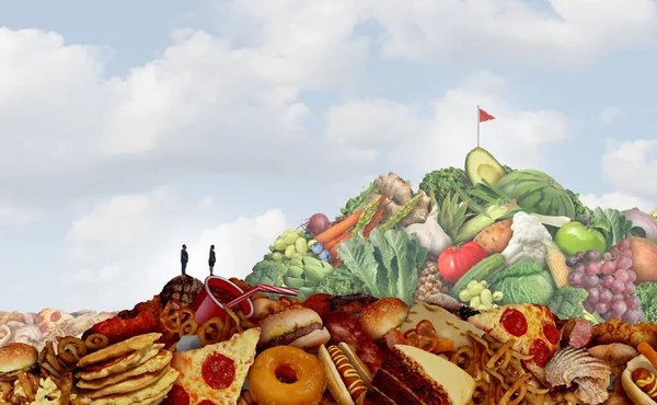 Desafio Alimentar Saudável Dieta Não Saudável Escolha Nutrição Como Uma — Fotografia de Stock