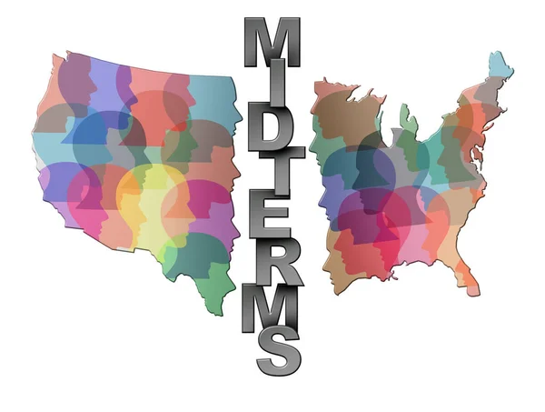 Midterm Elections Midterms Concept United States Elections Usa Vote Divided — Stock Photo, Image