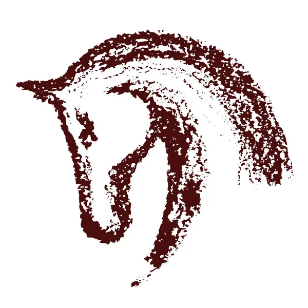 Mão Desenhar Cabeça Cavalo Como Lápis Cera Giz Lápis Pastel — Vetor de Stock