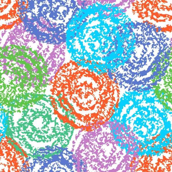 Цветные Круги Образуют Бесшовный Узор Ручной Рисование Вокруг Художественного Гранж — стоковый вектор