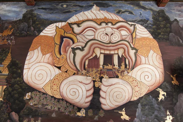 Тайские фрески в Ват-Пхра-Кеу — стоковое фото