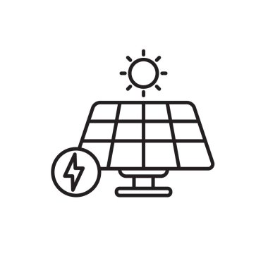 Solar panel icon with linear style on isolated background