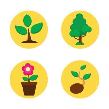 Set of plant icon with flat design isolated on white background