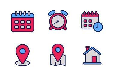 Date and place icon with linear color style isolated on white background