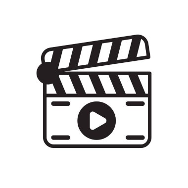 Clapper board vector illustration with simple black design on isolated background. Movie icon 