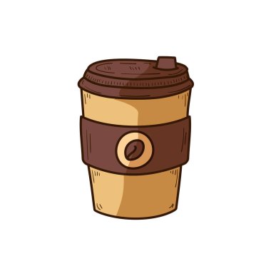 Takeaway coffee cup vector with colorful hand drawn style