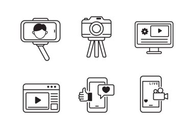 Set of vlog icon in black design