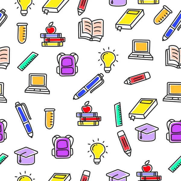 School doodle pattern with a colorful design