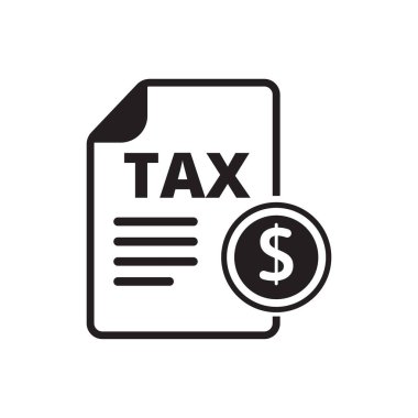 Tax form icon with black and white style on isolated background