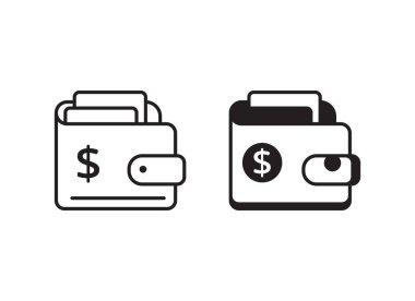 Wallet icon with black and white design on isolated background