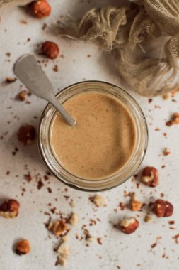 Homemade hazelnut butter in the jar