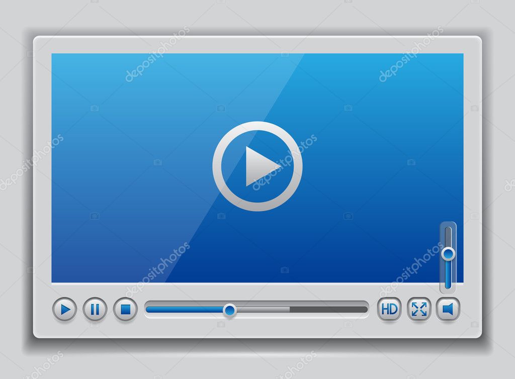 Blue glossy video player template ⬇ Vector Image by © tassel Vector