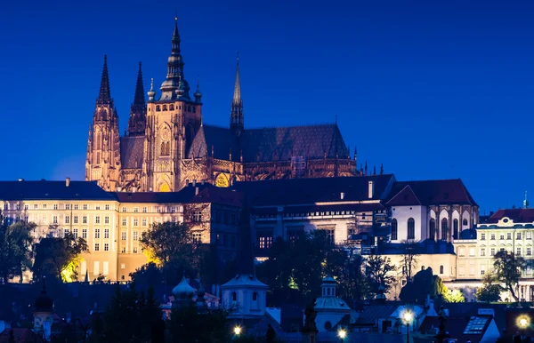 Saint vitus kathedraal, Praag twilight weergave — Stockfoto