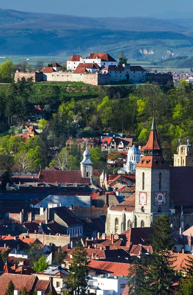 Brasov vista aerea del centro, Romania — Foto Stock