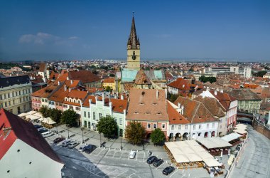 Sibiu şehir merkezinde, Transilvanya, Romanya