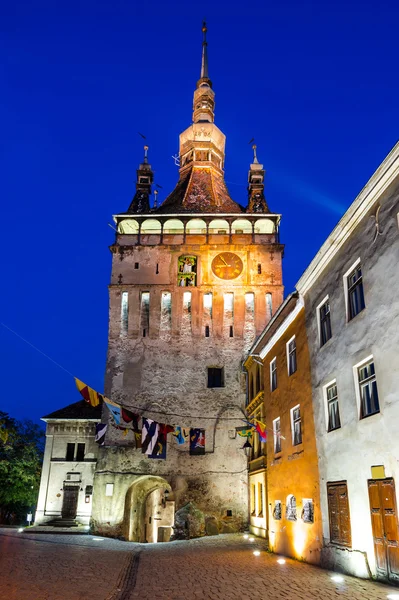 Wieża zegarowa w Sighisoarze, w Transylwanii — Zdjęcie stockowe