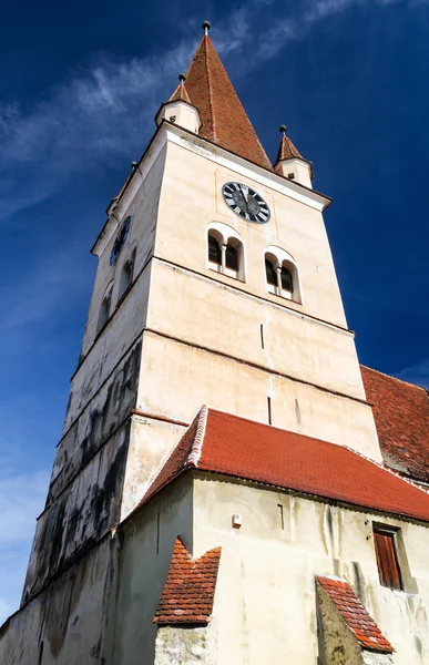 Torre de la iglesia de Cisnadie, Transilvania, Rumania —  Fotos de Stock