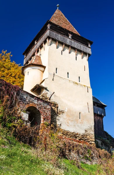 Torre della chiesa medievale di Biertan, Romania — Foto Stock
