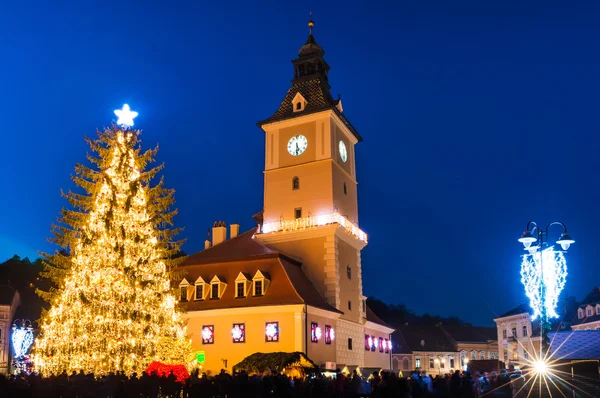 Brasov centro histórico em dias de Natal, Roménia Imagens De Bancos De Imagens Sem Royalties