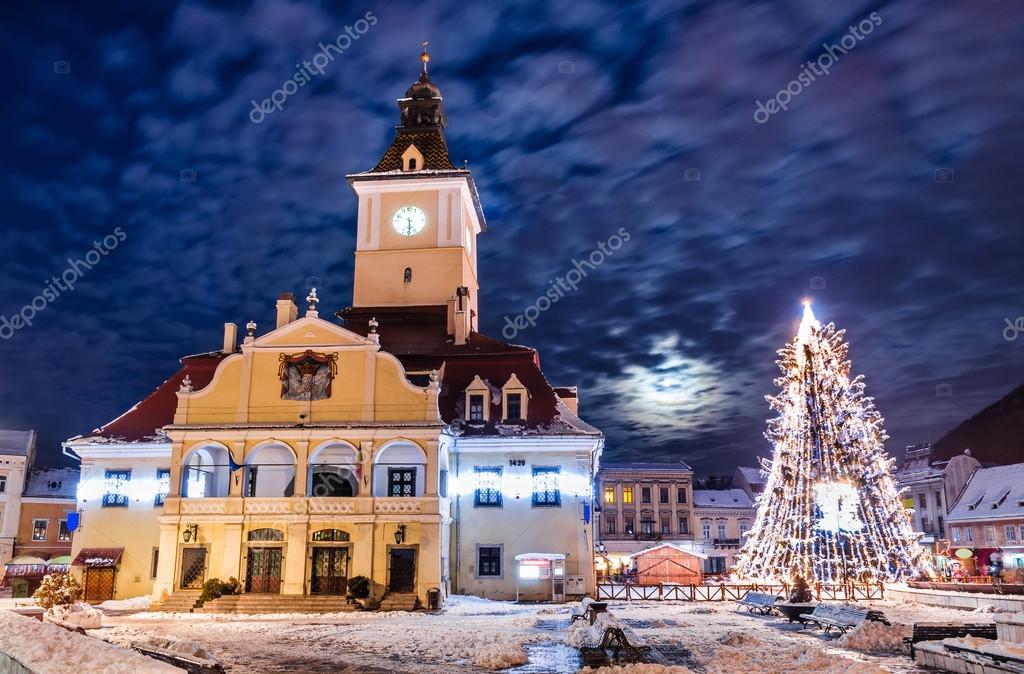 Feeling Experienced person flood Brasov, Council Square in Christmas night Stock Photo by ©emicristea  40112025