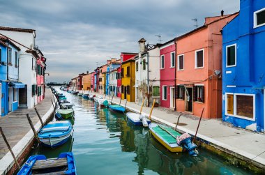 Burano, Kanal Görünümü, Venedik, İtalya