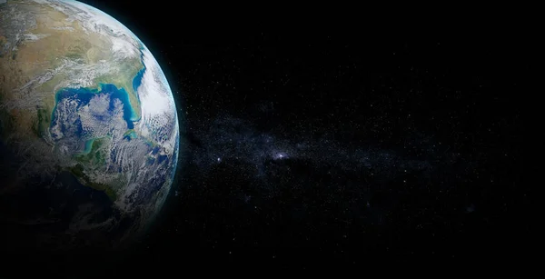 Planète Terre Avec Lever Soleil Sur Fond Spatial Éléments Cette — Photo