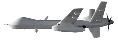 İnsansız hava aracı kırpma yolu olan beyaz arkaplanda izole edildi. Bu görüntünün elementleri NASA tarafından desteklenmektedir.