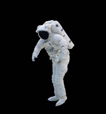 Kesme yolu ile siyah arkaplanda izole uzay elbiseleri. Bu görüntünün elementleri NASA tarafından desteklenmektedir.