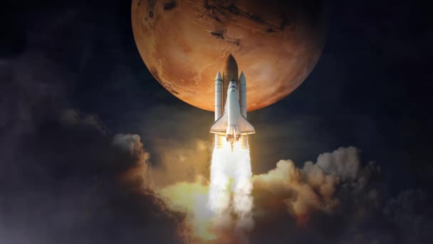 Transbordador Espacial Despega Marte Elementos Esta Imagen Proporcionados Por Nasa — Vídeo de stock