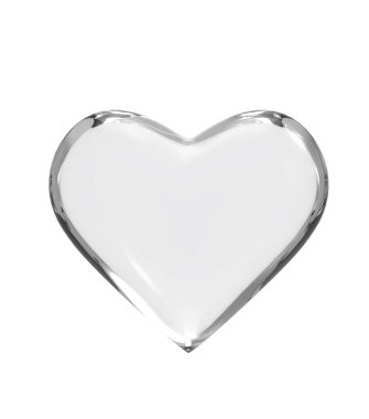 Glass Heart simgesi beyaz arkaplanda izole edildi. 3B illüstrasyon.