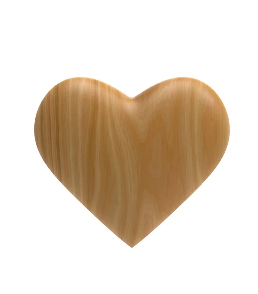 Wooden Heart Icon Isolated White Background Illustration — ストック写真