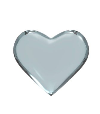 Glass Heart icon isolated on white background. 3D illustration.